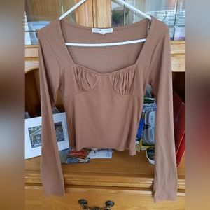 Eye candy women's top tan size M. Poly spandex